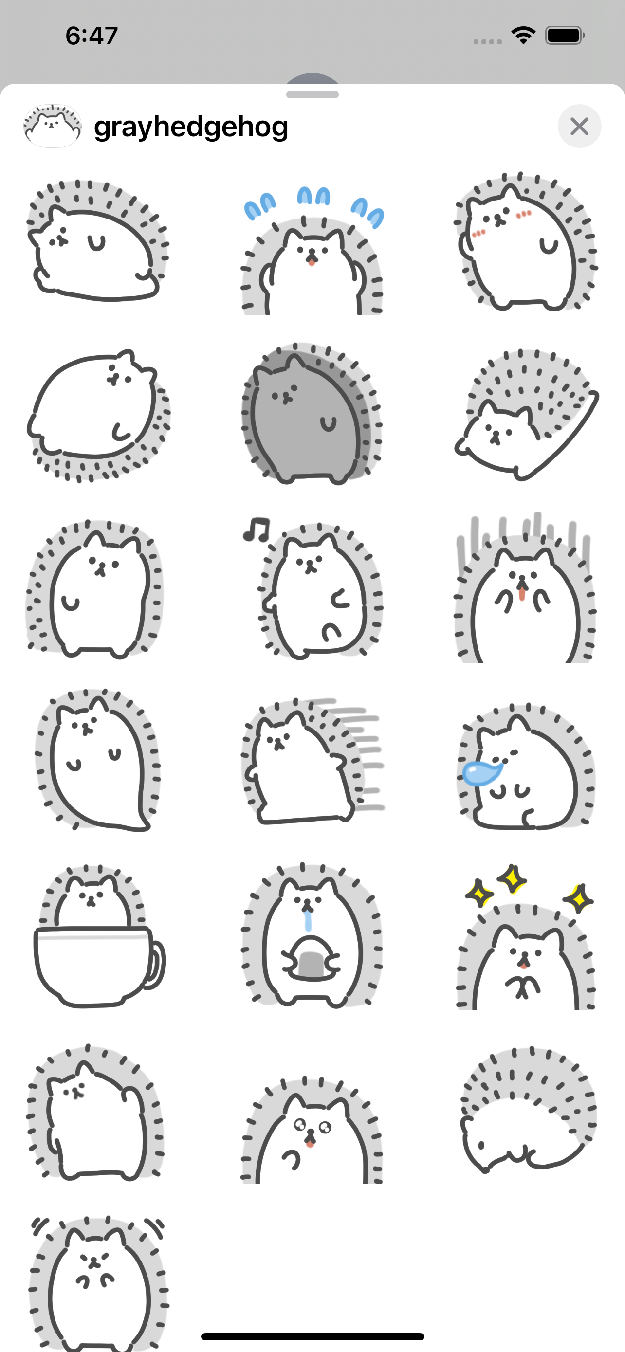 gray hedgehog sticker