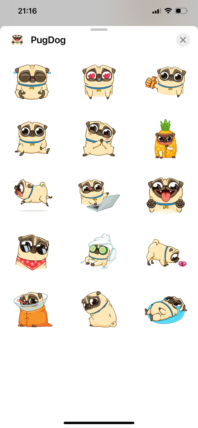 Pug Dog Emoji Funny Stickers