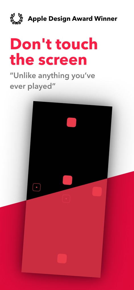 Blackbox - Dieses Bild zeigt die klare, minimalistische Ästhetik der App mit ihren leuchtenden roten Quadraten und dem starken Kontrast zwischen dem dunklen Puzzlebereich und dem hellen Hintergrund.