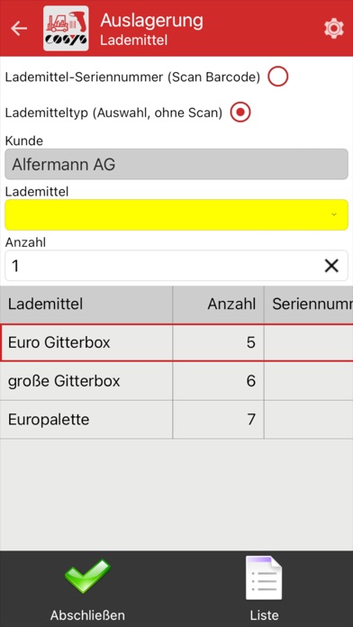 COSYS Lademittelverwaltung Screenshot