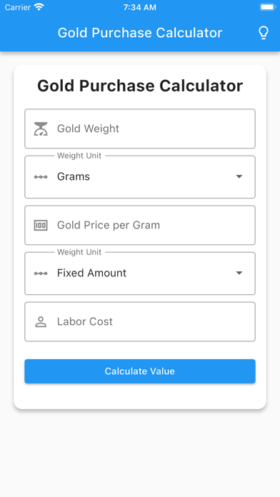 Gold Purchase Calculator Screenshot