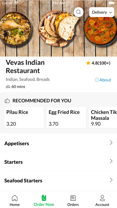 Vevas Indian Restaurant Screenshot