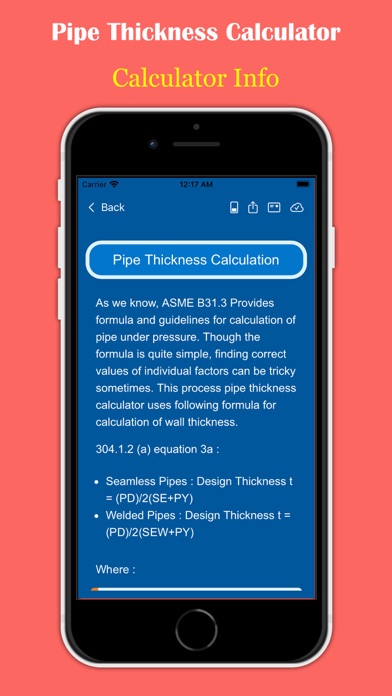 Pipe Thickness Calculator Screenshot