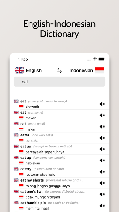 Indonesian/English Dictionary Screenshot