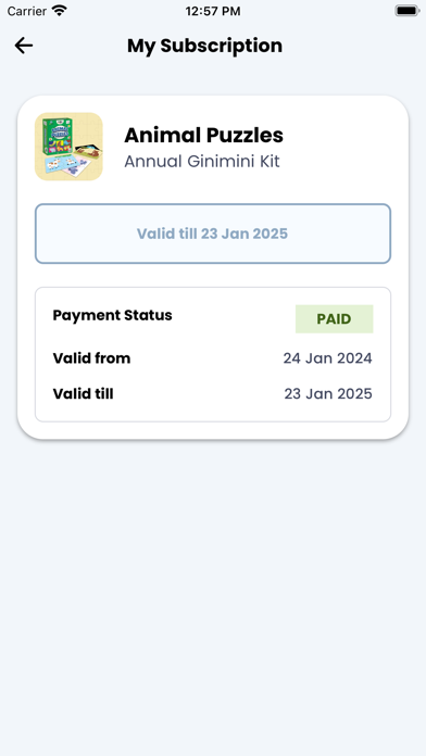 Ginimini app Screenshot
