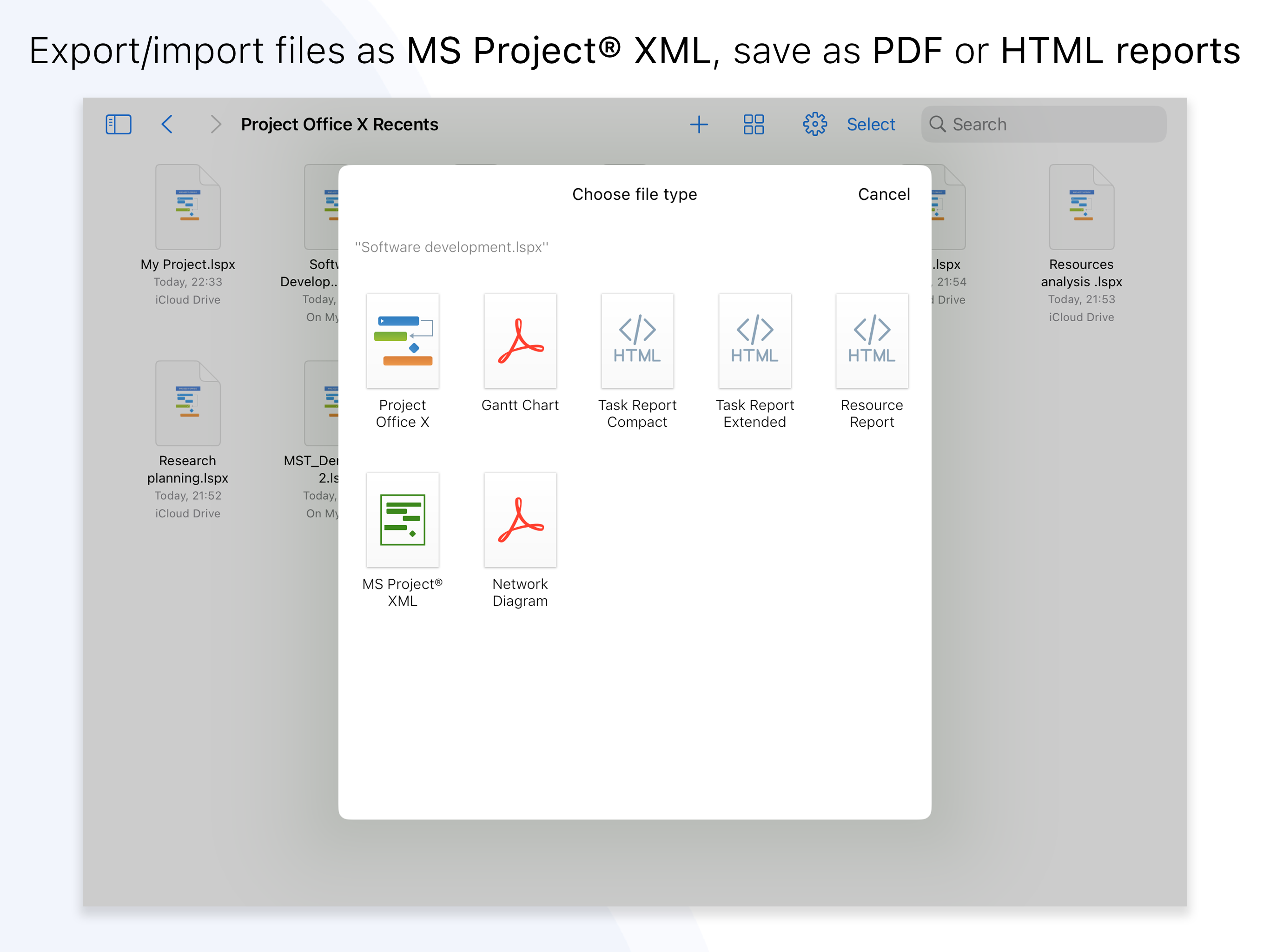 Project Office X: Gantt chart
