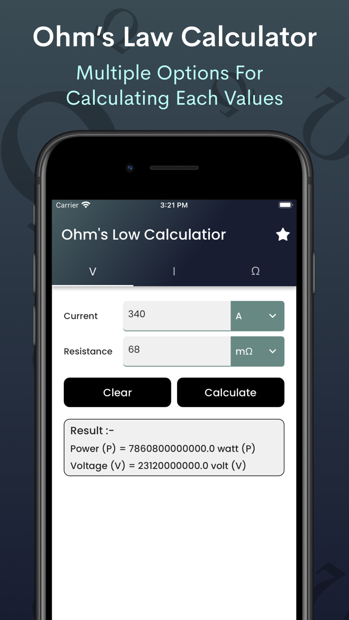 Ohms Law Calculator - voltage