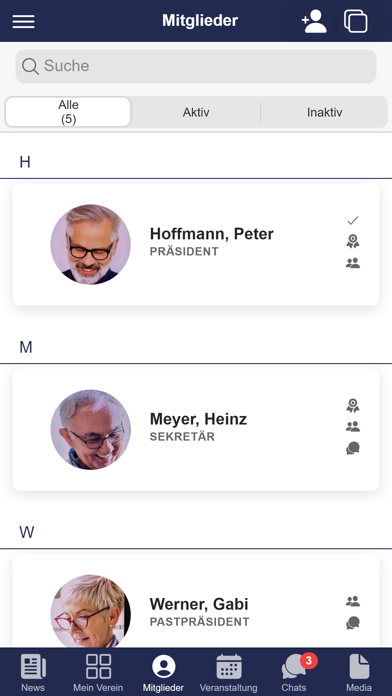Vereins-App Screenshot