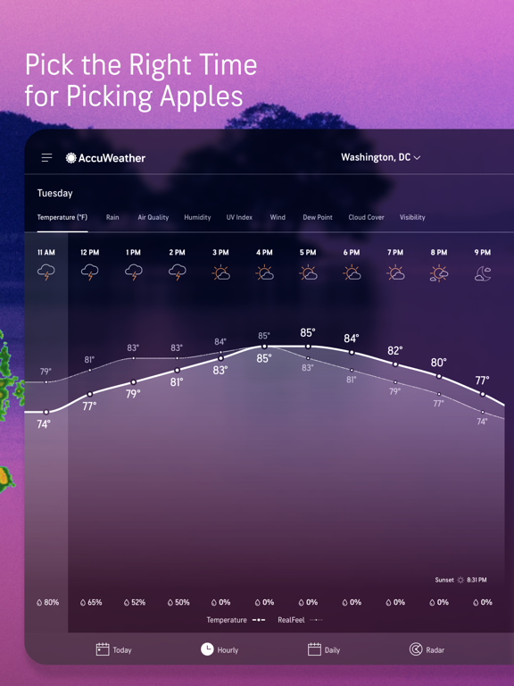 AccuWeather weerbericht iPad app afbeelding 4