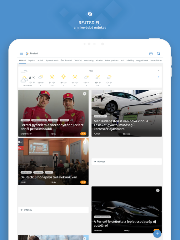 Hírstart - hírek és időjárás iPad screenshot 5 - News app