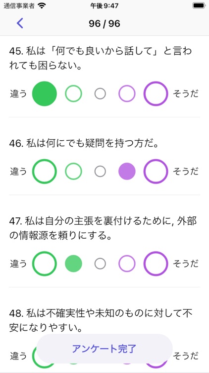 16 性格診断テスト - 96問