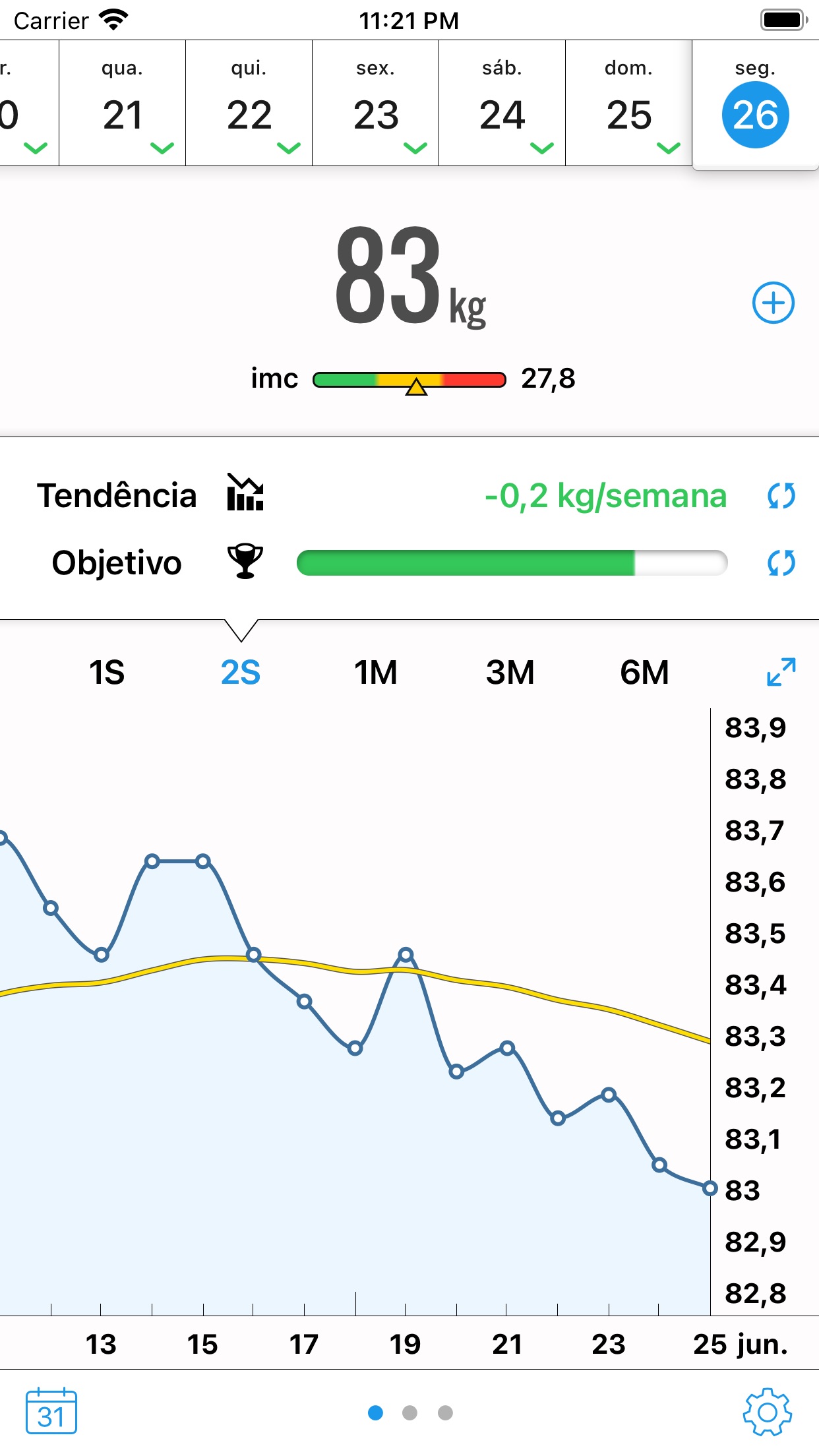 Screenshot do app Peso Diário
