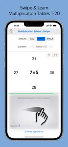 Multiplication Tables - Swipe screenshot #1 for iPhone