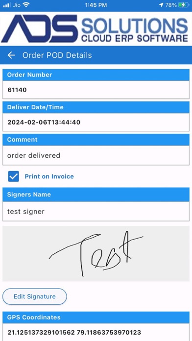 ADS Solutions POD App Screenshot