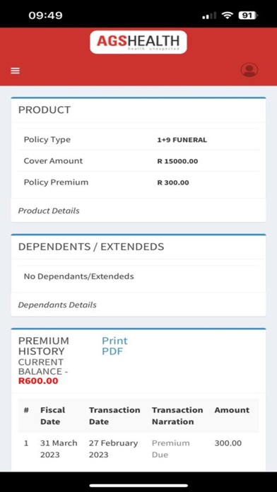 A.G.S. Health member portal Screenshot
