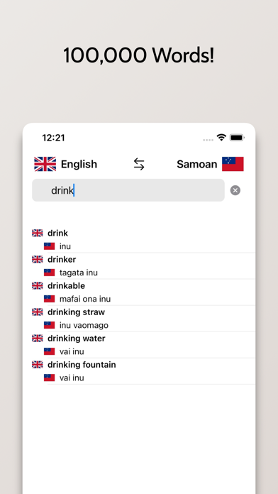 Samoan-English Dictionary Screenshot