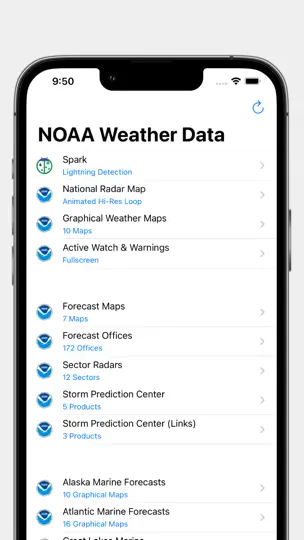 Screenshot von NOAA Weather Radar auf dem iPhone 5