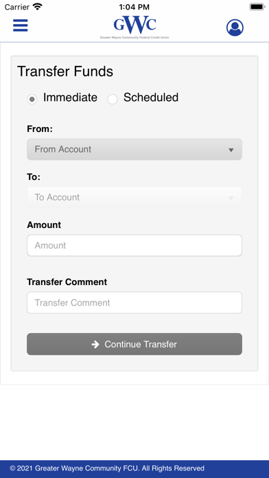 GWCFCU Mobile Banking Screenshot