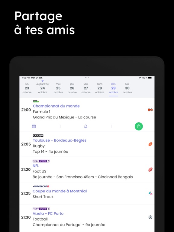 TV Sports - programme sportif iPad screenshot 7 - Sports app