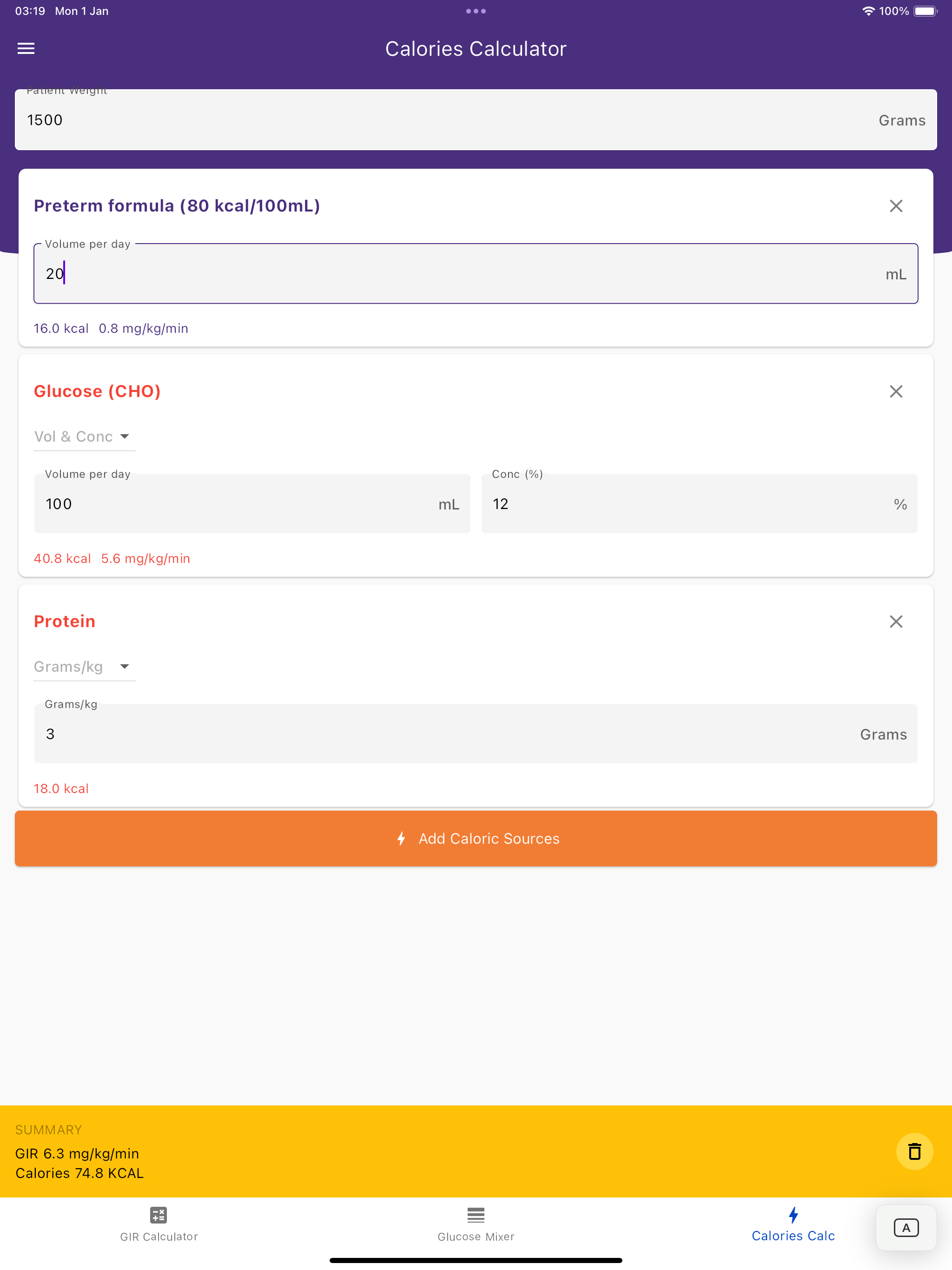 Dextrose Calc - GIR Calculator