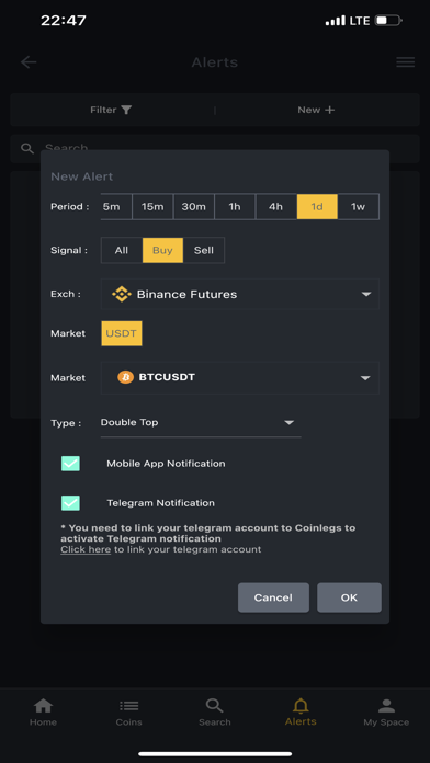 CoinLegs: Crypto Alerts & Bots Screenshot