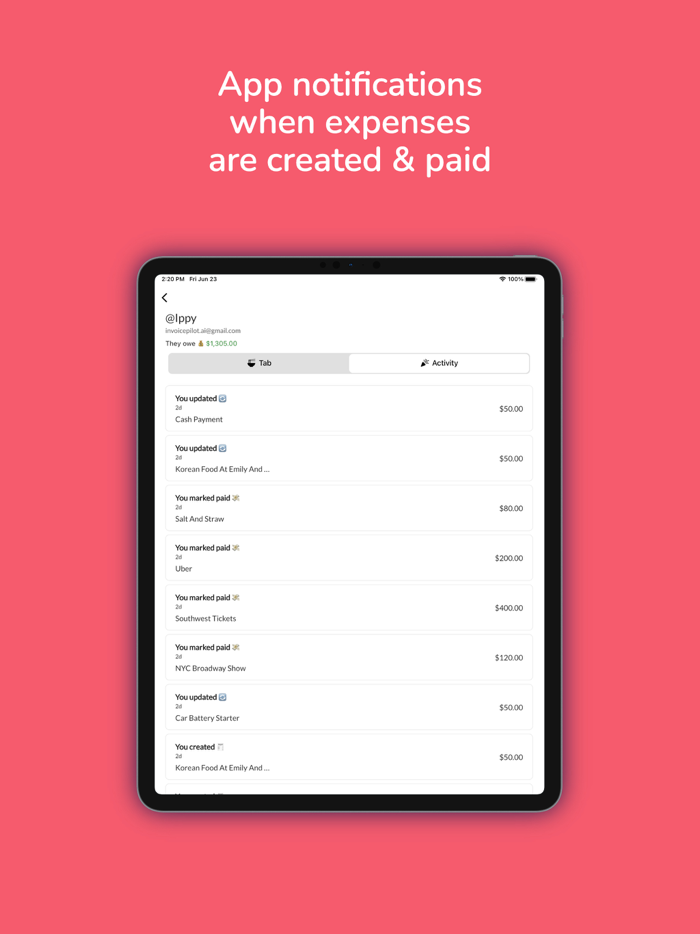 OpenTab Expense Splitting
