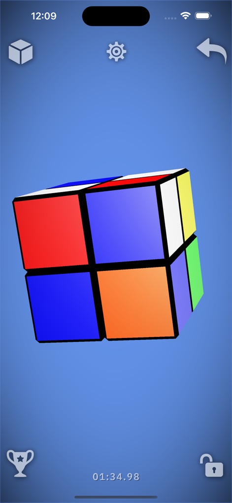 Magic Cube Puzzle 3D - Der Screenshot zeigt den kleineren 2x2x2 Würfel, der eine schnelle Logik-Übung bietet und sich durch sein klares, kompaktes Design auszeichnet.