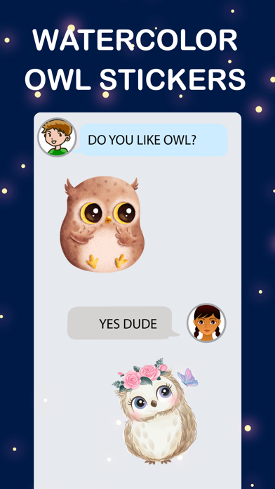 Watercolor Owl Stickers Pack Screenshot
