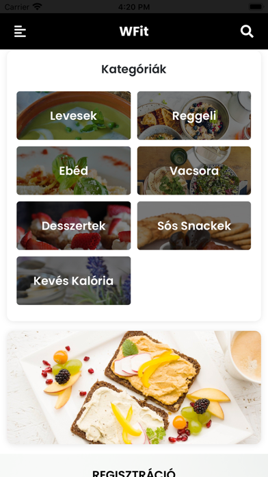 WFit Egészséges, Diétás Ételek Screenshot