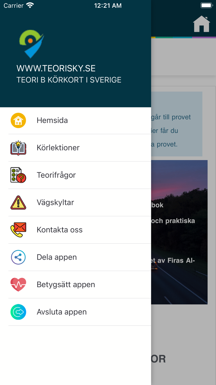 Teori B körkort - Svenska