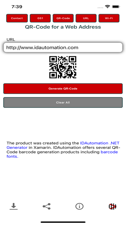 #5. QR-Code Contact Info Generator (iOS) 由: IDAutomation.com