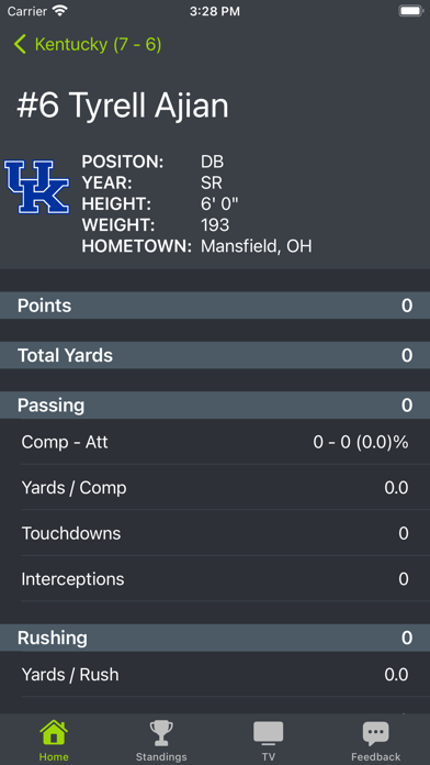 Kentucky Football Schedules Screenshot