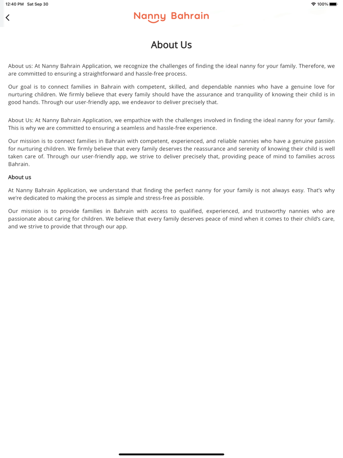 Nanny Bahrain Application