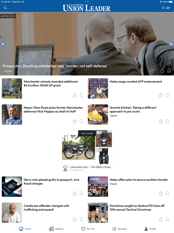 New Hampshire Union Leader iPad screenshot 4 - News app