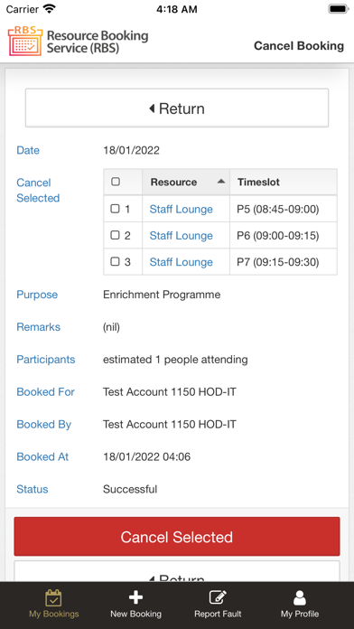 Resource Booking Service Screenshot