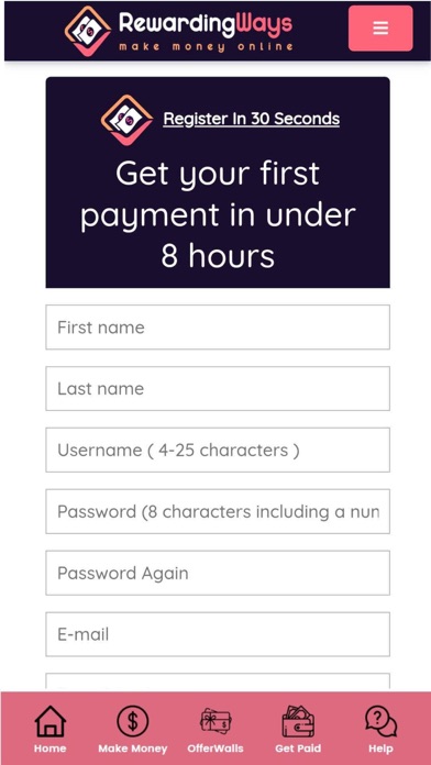 RewardingWays Paid Surveys Screenshot