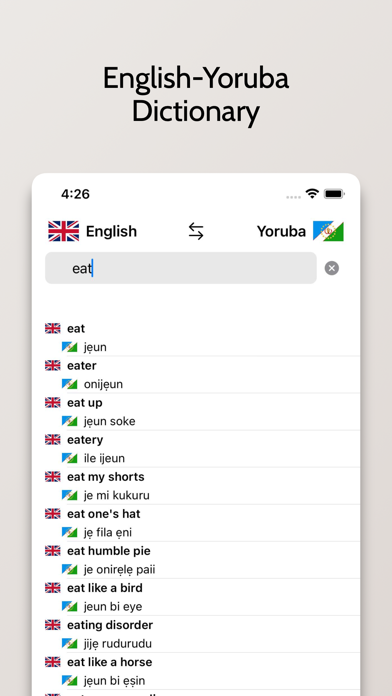Yoruba-English Dictionary Screenshot