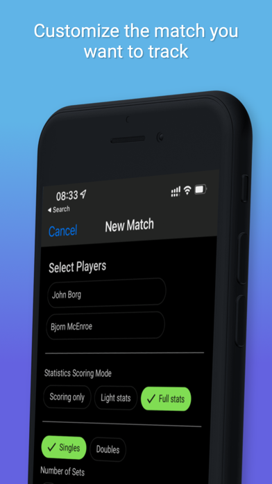 Tennis Stats & Score Screenshot