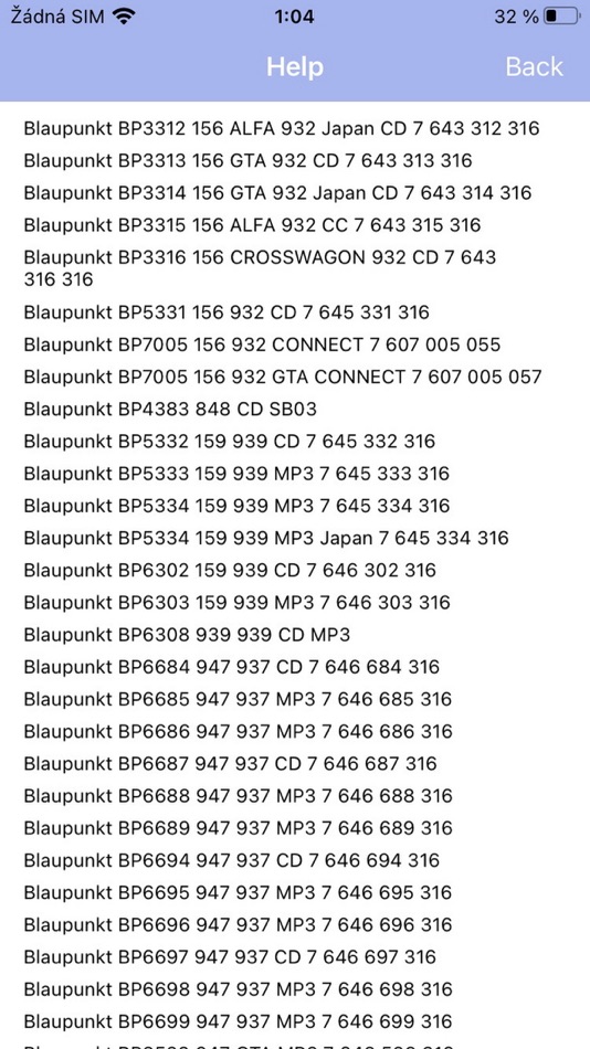 #4. RADIO CODE for ALFA ROMEO B&B (iOS) 由: Petr Svihovec