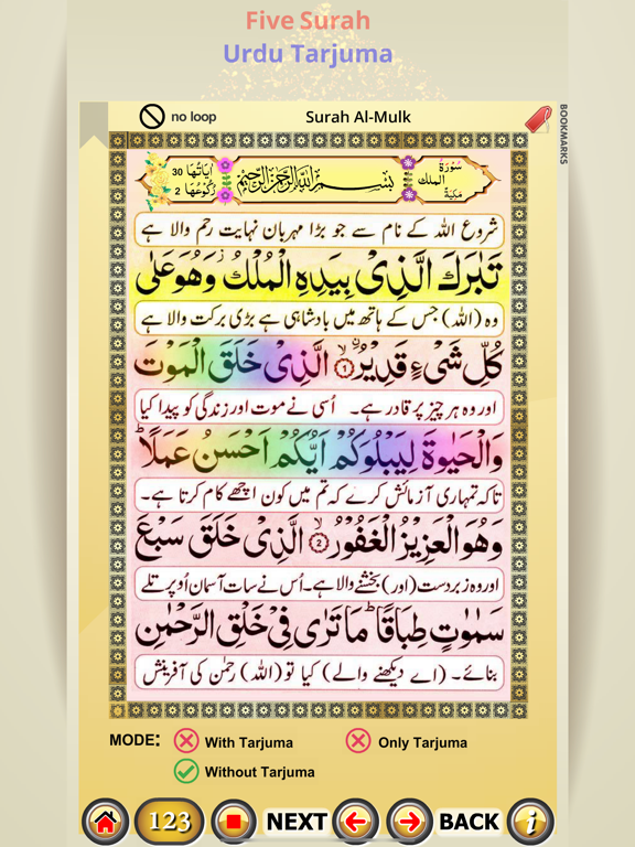 Five Surah with Urdu Tarjuma iPad screenshot 6 - Book app