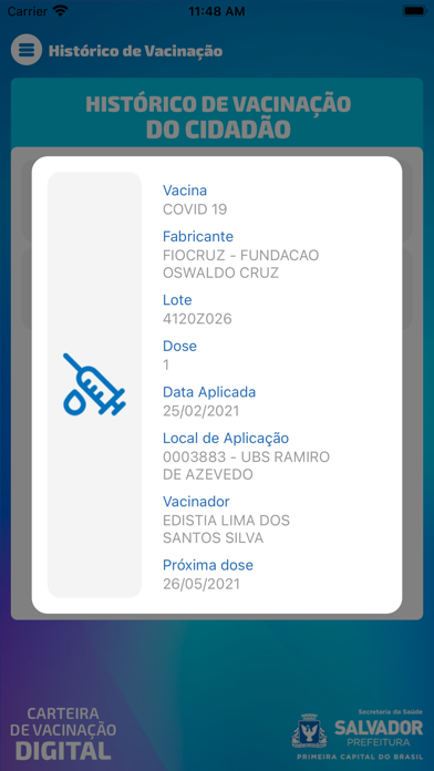 Carteira de Vacinação Digital Screenshot