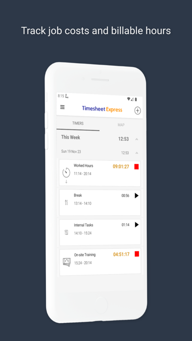 Timesheet Express Time Tracker Screenshot