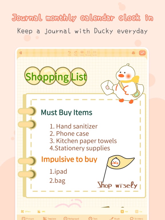 Ducky Notes-Cute Diary App iPad screenshot 4 - Utilities app