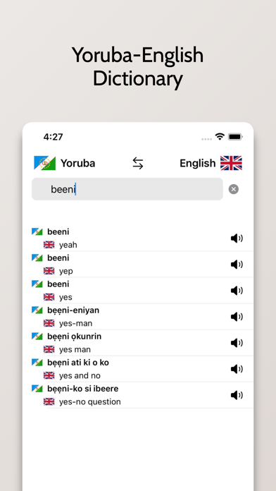 Yoruba-English Dictionary Screenshot