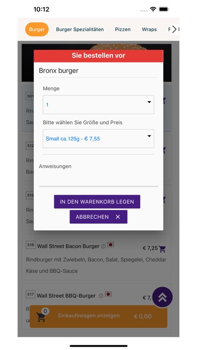 Wallstreet Burger Kassel Screenshot