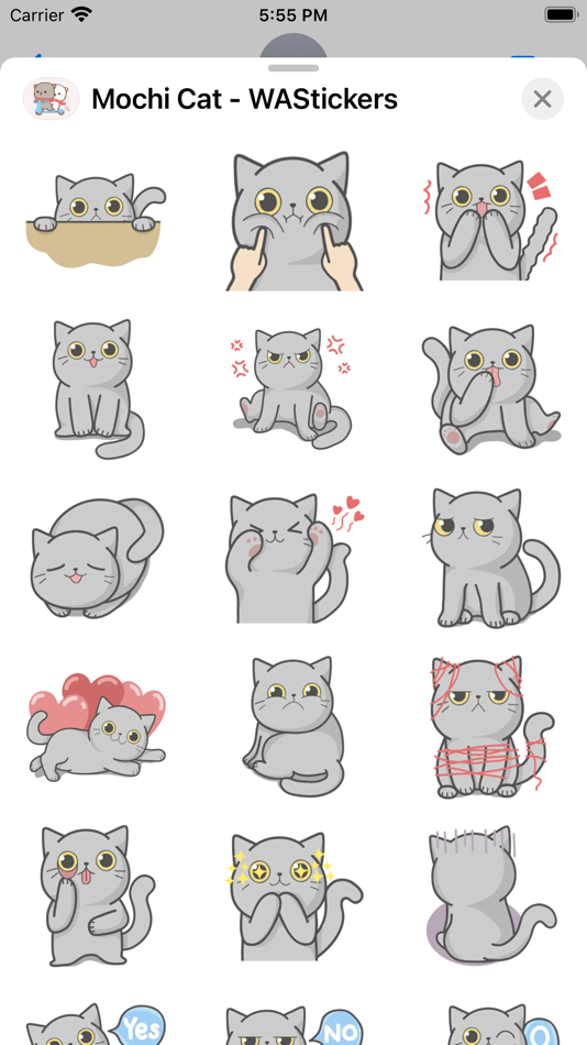 #4. Mochi Cat - WAStickers (iOS) От: Fonts Apps