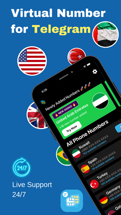 Virtual Number for Telegram ' Screenshot 1 - AppWisp.com Virtual Number for Telegram ' Screenshot 1 - AppWisp.com