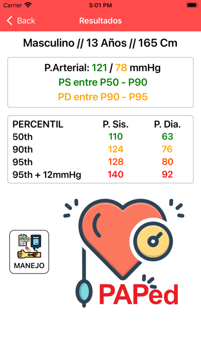 Presión Arterial Pediátrica Screenshot