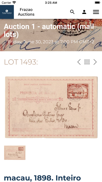 Frazao Auctions - Philately Screenshot