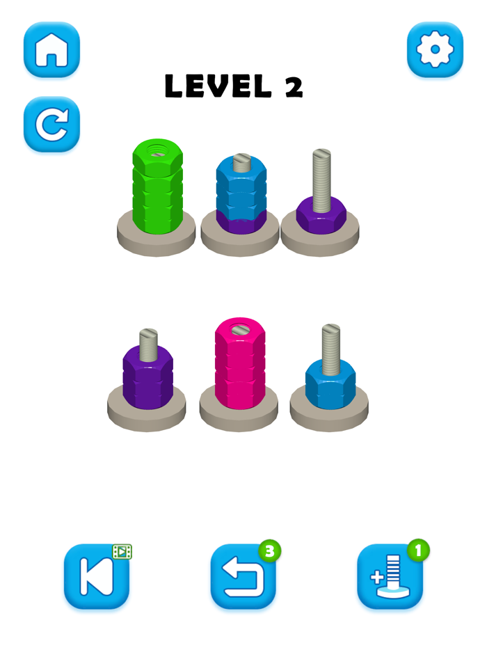 Screw Nut Bolts Sorting Games